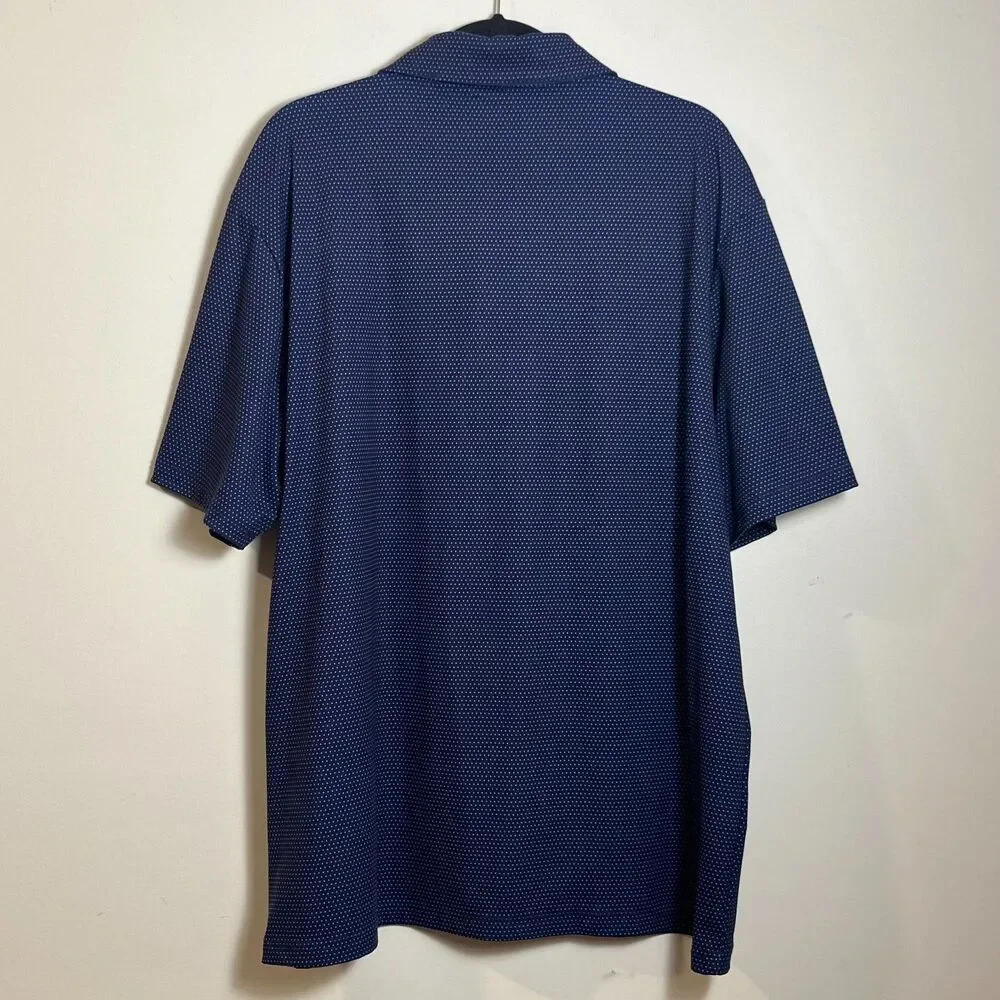 Rorie Whelan Golf Polo Shirt 2XL XXL Navy Polka Dot Soft Stretch Lightweight Top - Picture 4 of 6